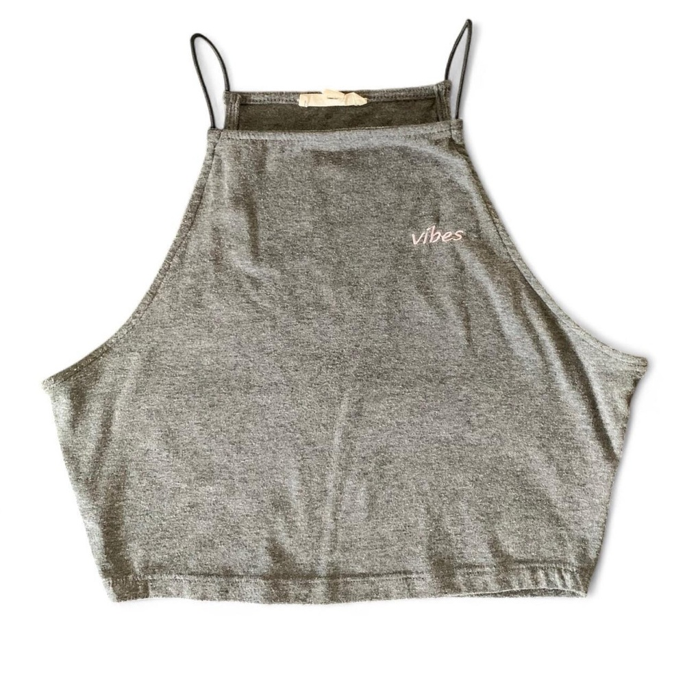 LA Hearts “vibes” Stretchy Spaghetti Crop Top